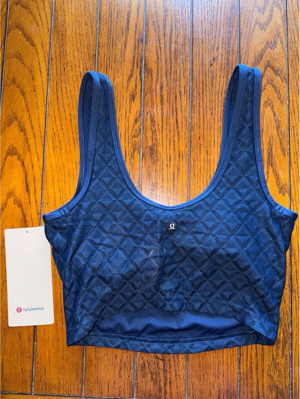 Lululemon Textured Mesh Tennis Cropped Tank Padded Clubhouse Blue Size 4/XS NWT